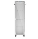 Szafa stojąca rack 19'' 42U 600x800 szara drzwi szklane flack pack