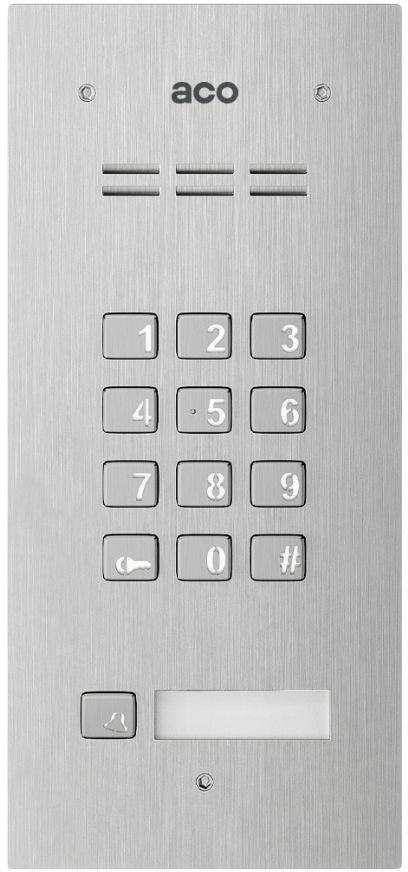 ACO COMO-PRO-CODE-A1 Panel domofonowy COMO-PRO-CODE-A1, audio, 1 przycisk dzwonienia, zamek szyfrowy, czytnik breloków zbliżenio ACO COMO-PRO-CODE-A1 Panel domofonowy COMO-PRO-CODE-A1, audio, 1 przycisk dzwonienia, zamek szyfrowy, czytnik breloków zbliżenio