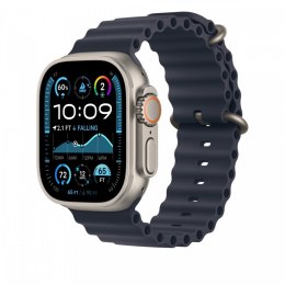 Przedłużka do paska Ocean w kolorze granatu do koperty 49 mm - elementy z tytanu w kolorze naturalnym