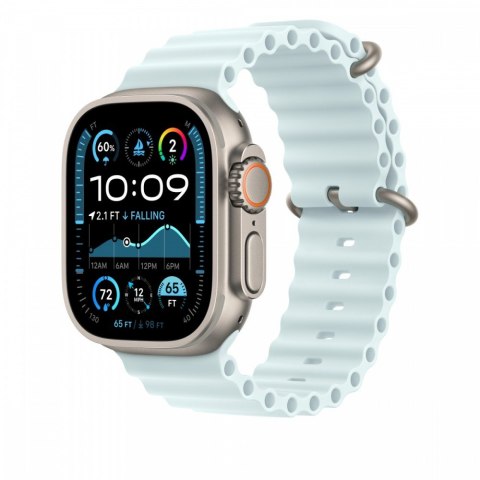 Przedłużka do paska Ocean w kolorze mroźnego błękitu do koperty 49 mm - elementy z tytanu w kolorze naturalnym Przedłużka do paska Ocean w kolorze mroźnego błękitu do koperty 49 mm - elementy z tytanu w kolorze naturalnym