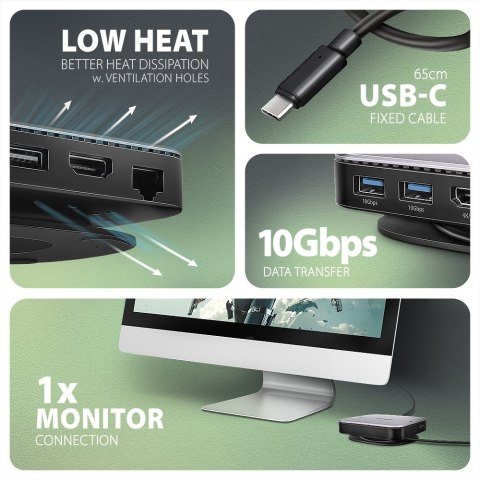 HMC-UFO Wieloportowy hub USB 9in1, 10Gbps, 2x USB-A, HDMI 4K/60Hz, M.2 NVMe/SATA, audio, PD 100W, SD/microSD, GLAN, 65cm USB-C k HMC-UFO Wieloportowy hub USB 9in1, 10Gbps, 2x USB-A, HDMI 4K/60Hz, M.2 NVMe/SATA, audio, PD 100W, SD/microSD, GLAN, 65cm USB-C k