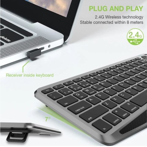 Klawiatura bezprzewodowa BT/RF 2.4GHz touchpad LED Klawiatura bezprzewodowa BT/RF 2.4GHz touchpad LED
