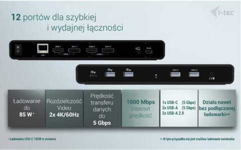 Stacja dokująca Universal Dual 4K Display Power Delivery 85W Stacja dokująca Universal Dual 4K Display Power Delivery 85W