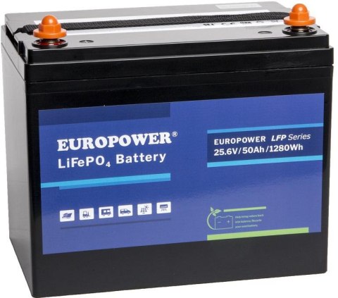 Akumulator LiFePO4 EUROPOWER serii LFP 25,6V 50Ah Bluetooth (Żywotność >2000 cykli) Akumulator LiFePO4 EUROPOWER serii LFP 25,6V 50Ah Bluetooth (Żywotność >2000 cykli)