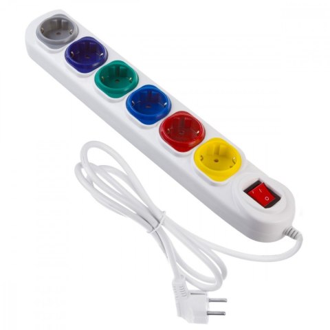 Przedłużacz 6 gniazd 1.5m MCE509 W 250VAC/10A biały, 2500 W, IP20 Przedłużacz 6 gniazd 1.5m MCE509 W 250VAC/10A biały, 2500 W, IP20