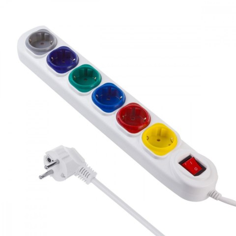 Przedłużacz 6 gniazd 1.5m MCE509 W 250VAC/10A biały, 2500 W, IP20 Przedłużacz 6 gniazd 1.5m MCE509 W 250VAC/10A biały, 2500 W, IP20