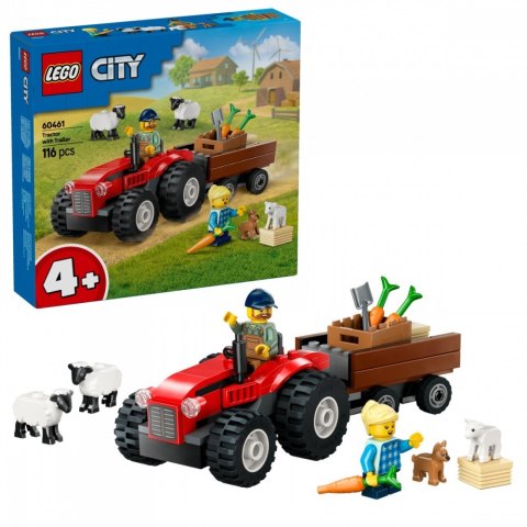 Klocki City 60461 Czerwony traktor z przyczepą i owcą Klocki City 60461 Czerwony traktor z przyczepą i owcą