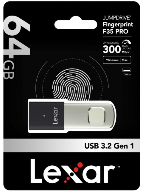 Pendrive F35pro Fingerprint 64G USB 3.2 Gen1 300/150MB/s Pendrive F35pro Fingerprint 64G USB 3.2 Gen1 300/150MB/s