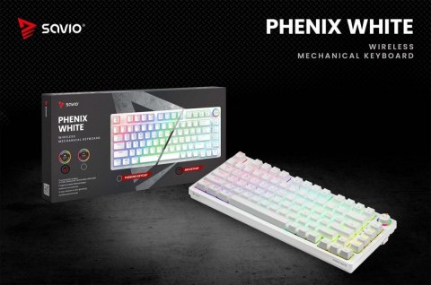 Klawiatura mechaniczna bezprzewodowa PHENIX WHITE Gateron Red Pro, ABS Klawiatura mechaniczna bezprzewodowa PHENIX WHITE Gateron Red Pro, ABS