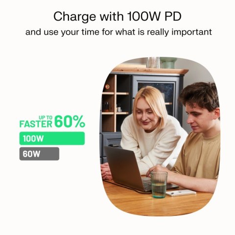 Kabel USB-C-USB-C PowerFlex 100W silikonowy 1.2m zielony Kabel USB-C-USB-C PowerFlex 100W silikonowy 1.2m zielony