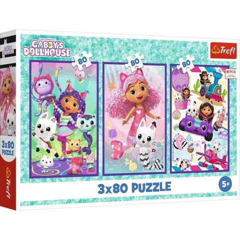 Puzzle 3x80 elementów Kolorowe dni Gabi Gabby Dollhouse Puzzle 3x80 elementów Kolorowe dni Gabi Gabby Dollhouse