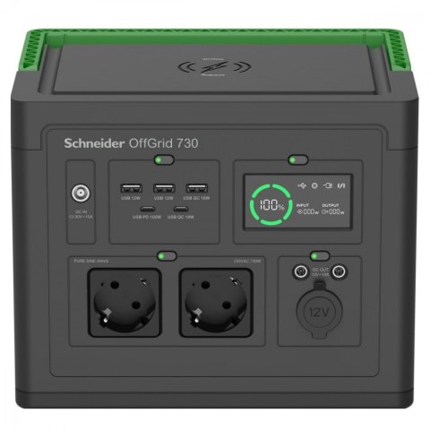 Stacja zasilania PPS730-GR Schneider OffGrid Portable Power Station 730, 738Wh Lithium-ion, 2 Schuko, Sinewave Stacja zasilania PPS730-GR Schneider OffGrid Portable Power Station 730, 738Wh Lithium-ion, 2 Schuko, Sinewave