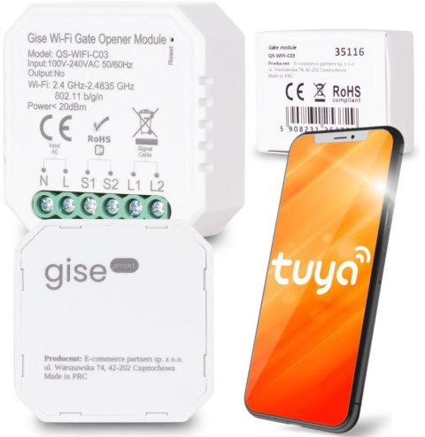 GISE Smart Moduł do sterowania bramą WiFi GEN 2 | Tuya | GG-01 GISE Smart Moduł do sterowania bramą WiFi GEN 2 | Tuya | GG-01