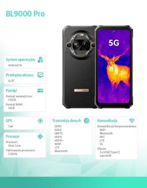 Smartfon BL9000 Pro 5G 12/512GB czarny Smartfon BL9000 Pro 5G 12/512GB czarny