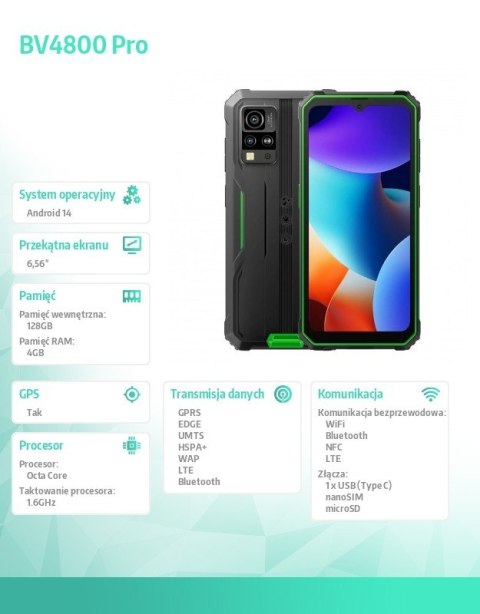 Smartfon BV4800 Pro 4GB/128GB zielony Smartfon BV4800 Pro 4GB/128GB zielony