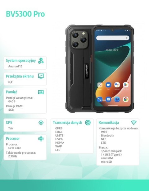 Smartfon BV5300 Pro 4/64GB czarny Smartfon BV5300 Pro 4/64GB czarny
