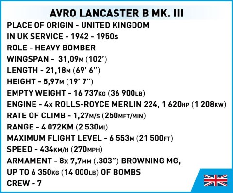 Klocki Avro Lancaster B.III 1595 klocków Klocki Avro Lancaster B.III 1595 klocków