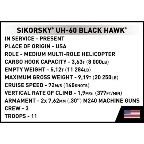 Klocki Sikorsky UH-60 Black Hawk 928 klocków Klocki Sikorsky UH-60 Black Hawk 928 klocków