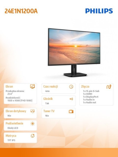 Monitor 24E1N1200A IPS 100Hz HDMI DP VGA Głośniki Monitor 24E1N1200A IPS 100Hz HDMI DP VGA Głośniki