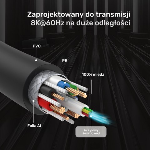 Kabel 0ptyczny HDMI 2.1 AOC 8K 120Hz 15m; C11085GY01-15M Kabel 0ptyczny HDMI 2.1 AOC 8K 120Hz 15m; C11085GY01-15M