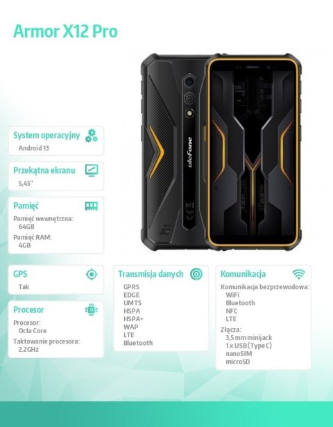 Smartfon Armor X12 Pro 4G 4/64GB Pomarańczowy Smartfon Armor X12 Pro 4G 4/64GB Pomarańczowy