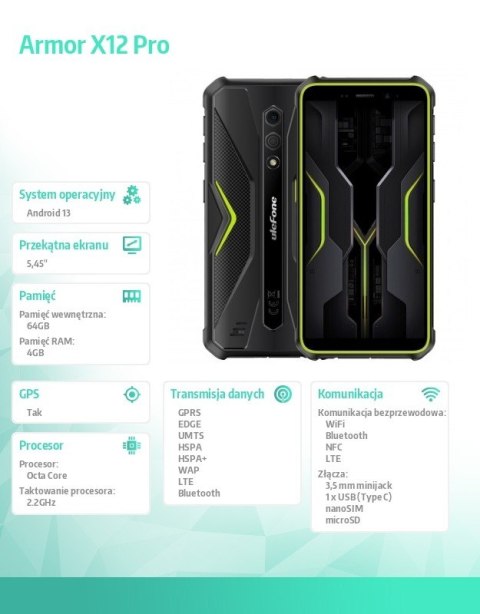 Smartfon Armor X12 Pro 4G 4/64GB Zielony Smartfon Armor X12 Pro 4G 4/64GB Zielony
