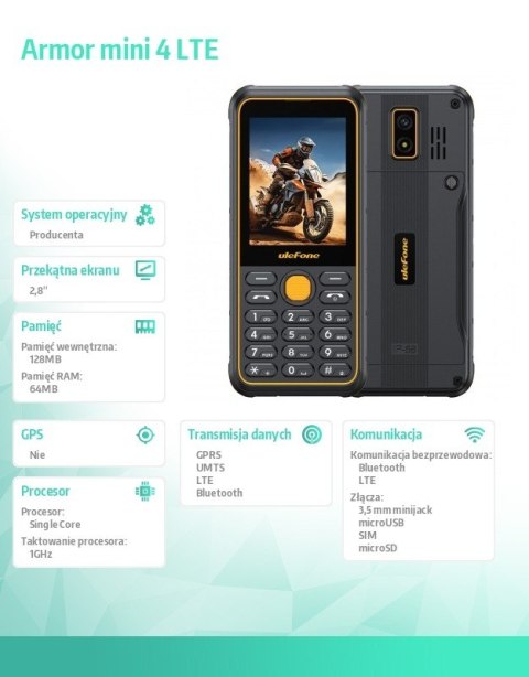 Telefon Armor Mini 4 LTE czarny Telefon Armor Mini 4 LTE czarny
