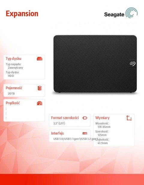 Dysk twardy Expansion 20TB 3.5 cala STKP20000400 Dysk twardy Expansion 20TB 3.5 cala STKP20000400