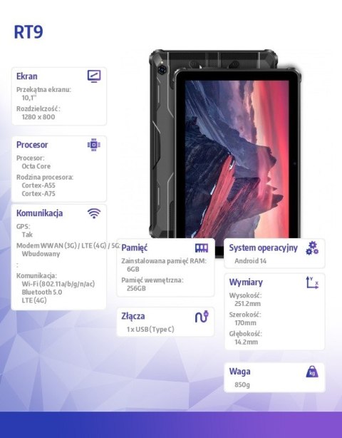 Tablet RT9 10,1 cali 6/256GB czarny Tablet RT9 10,1 cali 6/256GB czarny