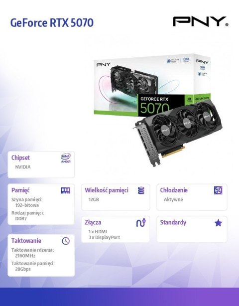 Karta graficzna GeForce RTX 5070 STD12GB VCG507012TFXPB1 Karta graficzna GeForce RTX 5070 STD12GB VCG507012TFXPB1