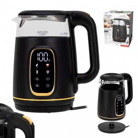 Czajnik 1,7l wyświetlacz LED, regulacja temperatury AD 1305 czarno-złoty Czajnik 1,7l wyświetlacz LED, regulacja temperatury AD 1305 czarno-złoty