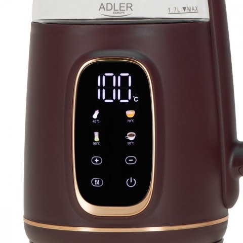 Czajnik 1,7l z wyświetlaczem LED, regulacja temperatury AD 1305 burgundy Czajnik 1,7l z wyświetlaczem LED, regulacja temperatury AD 1305 burgundy
