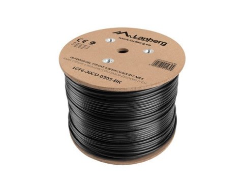 Kabel LAN FTP KAT-6 305M drut outdoor żelowany cu fluke, czarny Kabel LAN FTP KAT-6 305M drut outdoor żelowany cu fluke, czarny