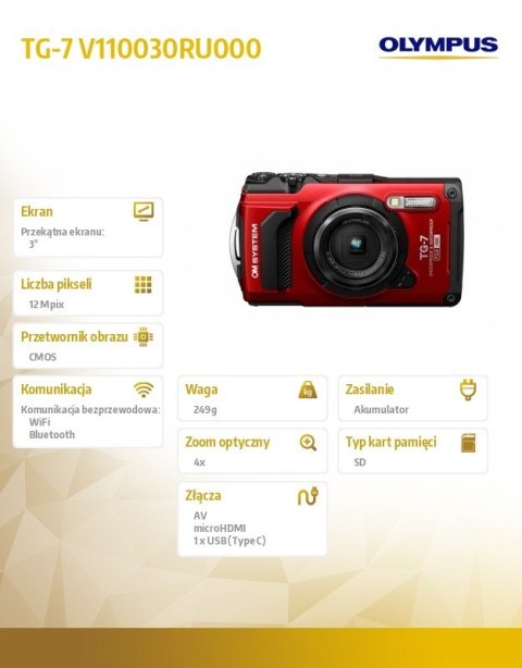 Aparat TG-7 czerwony Aparat TG-7 czerwony
