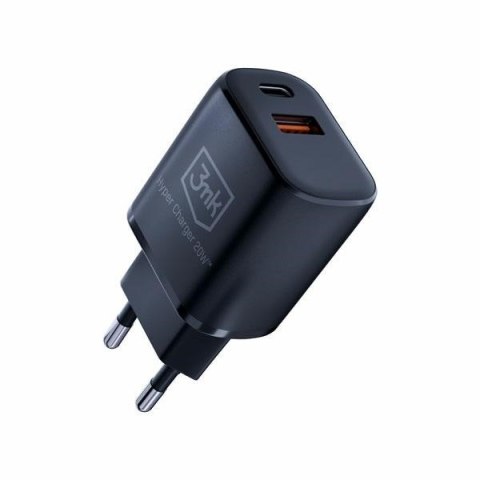 Ładowarka sieciowa 20W 1xUSB-C +USB-A PD QC bez kabla Czarna Ładowarka sieciowa 20W 1xUSB-C +USB-A PD QC bez kabla Czarna