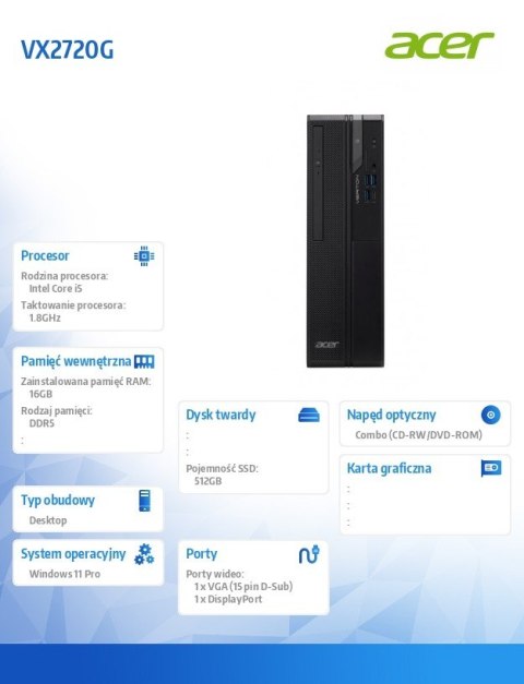 Komputer PC VX2720G VERITON i5-14400U/16GB/512SD/11P Komputer PC VX2720G VERITON i5-14400U/16GB/512SD/11P