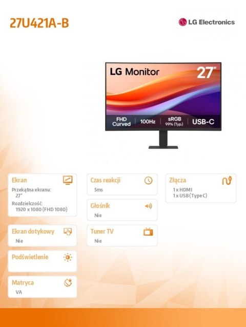 Monitor 27 cali 27U421A-B Monitor 27 cali 27U421A-B
