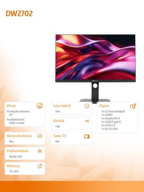 Monitor 27 cali DW2702 USB-C WQHD Monitor 27 cali DW2702 USB-C WQHD