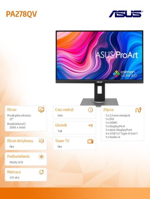 Monitor 27 cali PA278QV VY Monitor 27 cali PA278QV VY