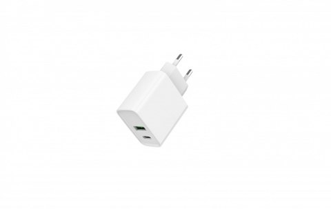 Ładowarka PowerDelivery USB-A USB-C 20W Biała Ładowarka PowerDelivery USB-A USB-C 20W Biała