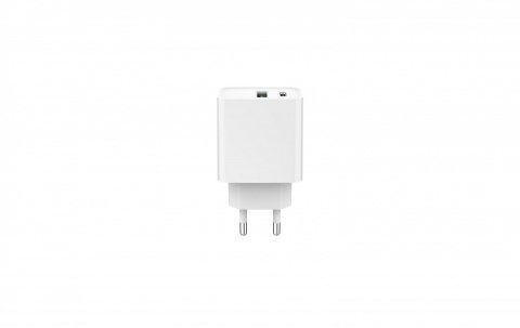 Ładowarka PowerDelivery USB-A USB-C 20W Biała Ładowarka PowerDelivery USB-A USB-C 20W Biała