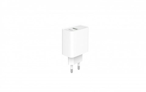 Ładowarka PowerDelivery USB-A USB-C 20W Biała Ładowarka PowerDelivery USB-A USB-C 20W Biała
