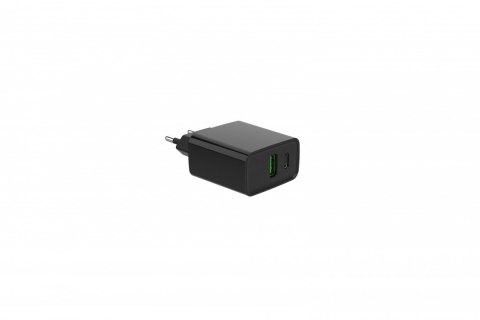 Ładowarka PowerDelivery USB-A USB-C 20W Czarna Ładowarka PowerDelivery USB-A USB-C 20W Czarna