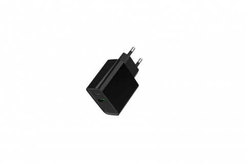 Ładowarka PowerDelivery USB-A USB-C 20W Czarna Ładowarka PowerDelivery USB-A USB-C 20W Czarna