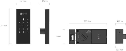 Inteligentny zamek cyfrowy Ezviz DL03 czarny Inteligentny zamek cyfrowy Ezviz DL03 czarny