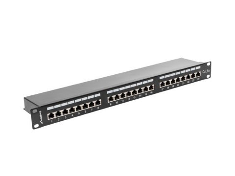 Patch Panel 24 Port 1U Kat.5E czarny ekranowany Patch Panel 24 Port 1U Kat.5E czarny ekranowany