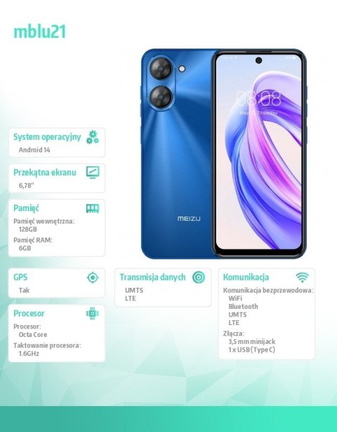 Smartfon Mblu 21 6 GB / 128 GB Niebieski Smartfon Mblu 21 6 GB / 128 GB Niebieski