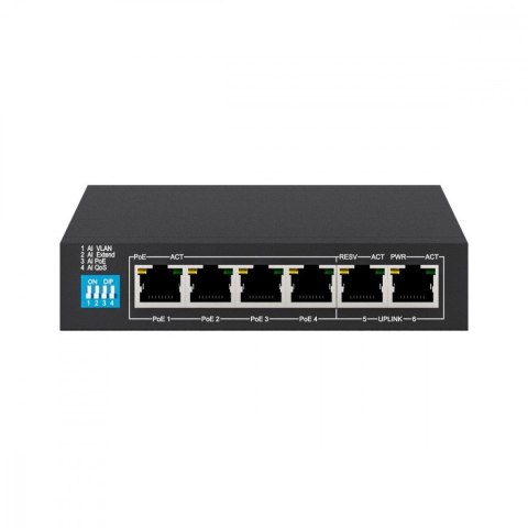 Przełącznik EUROS V2 6 portów POE SWITCH 4 porty 10-100MBPS POE + 2 porty UPLINK 802.3AF 60W Przełącznik EUROS V2 6 portów POE SWITCH 4 porty 10-100MBPS POE + 2 porty UPLINK 802.3AF 60W