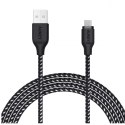 CB-AM2 kabel micro USB - USB-A 2m Quick Charge nylonowy oplot czarno-biały