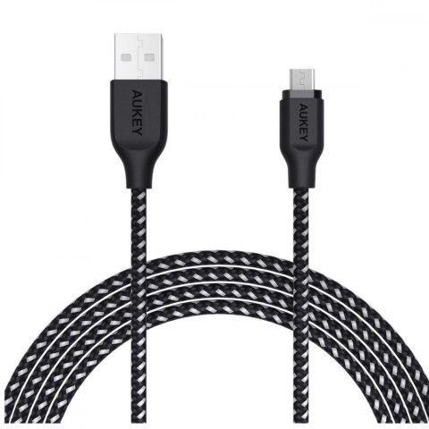 CB-AM2 kabel micro USB - USB-A 2m Quick Charge nylonowy oplot czarno-biały CB-AM2 kabel micro USB - USB-A 2m Quick Charge nylonowy oplot czarno-biały